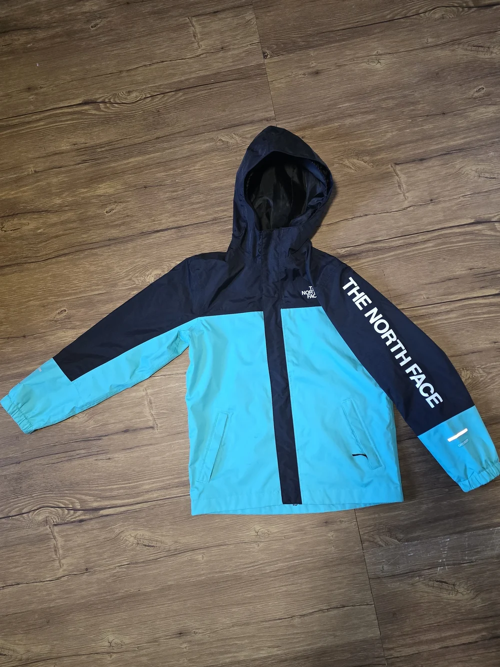 The North Face Kid's Bpys Anorta Rain Waterproof Jacket Blue Black Hooded Jacket